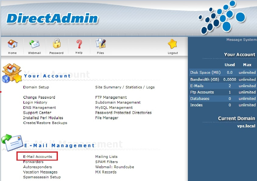 Gdata - [Hướng dẫn] Cách tạo Mail Local trên VPS để nhận thông tin đăng nhập Host trên DirectAdmin (3)