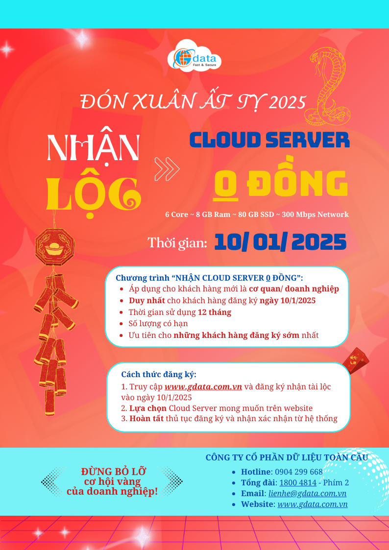 Cloud server Gdata - Nhận tài lộc